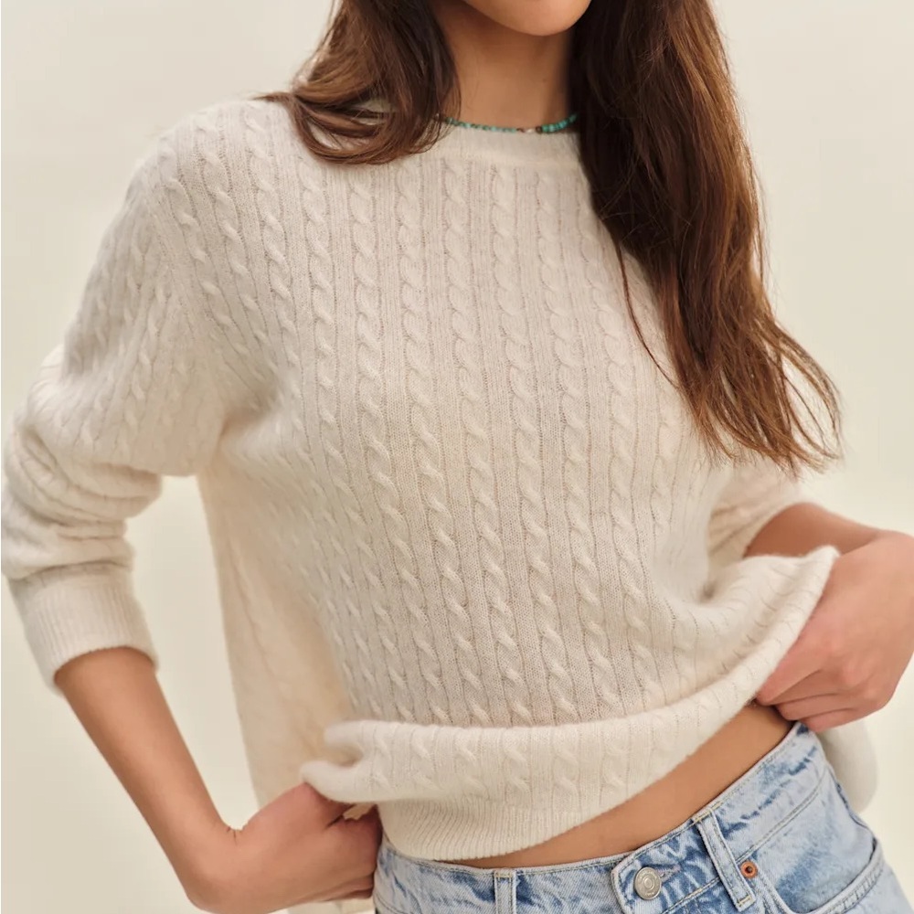 Reformation cream cable knit boyfriend sweater